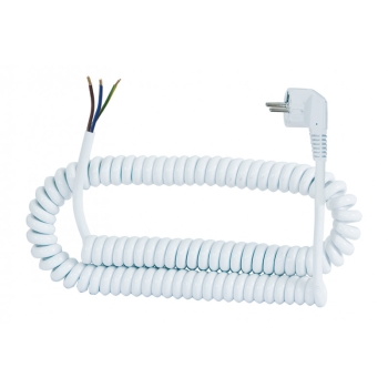 Przewód spiralny - wtyczka kątowa 3x1,5 -5m biały