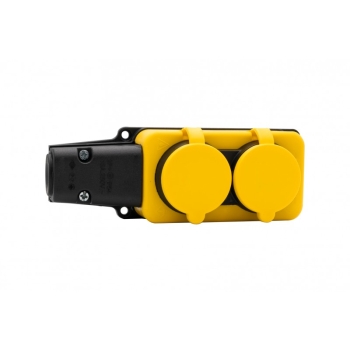 Listwa gumowa 2x230V 16A IP54 SCHUKO żółta