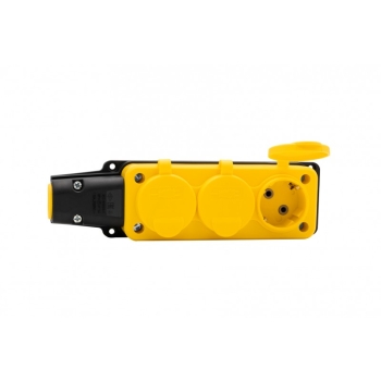 Listwa gumowa 3x230V 16A IP54 SCHUKO żółta