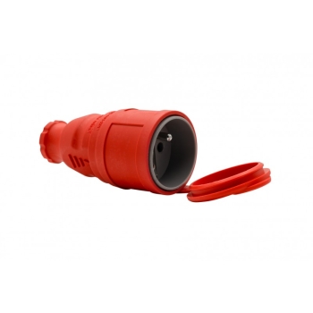 Gniazdo gumowe NOVA 230V 16A IP44  czerwone