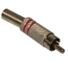 Wtyk RCA metal duży 2 paski czerwony