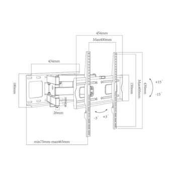 Uchwyt LCD 37”-70” 35kg czarny regulowany