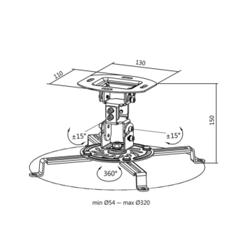 Uchwyt projektora sufitowy 150mm z przegubem LogiL