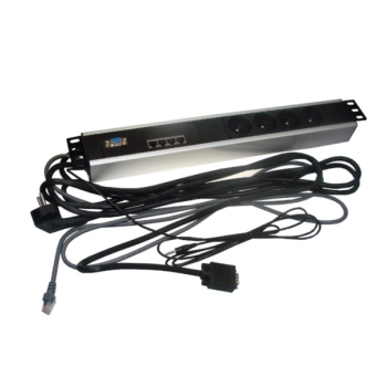 Listwa zasilająca 1,5U 19" 4 gniazda+4*RJ45+1*VGA+