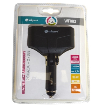 Rozgałęźnik zapalniczki 1/2gn.AV + 2x USB łamany