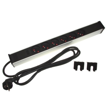 Listwa zasilająca 1U 19" 6 gniazd kątowa