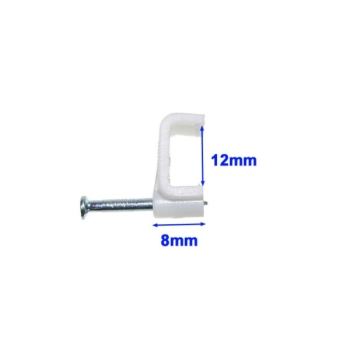 Uchwyt kabla płaski 12mm biały