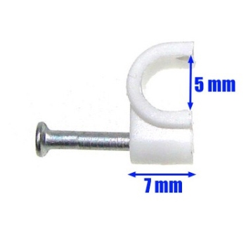 Uchwyt kabla okrągły  5mm KN-5  biały