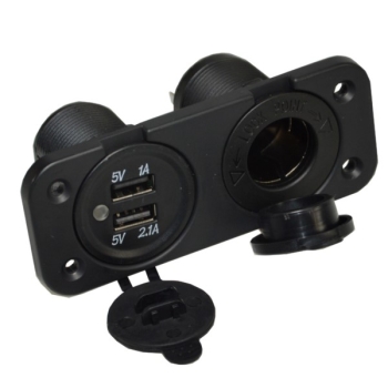 Ładowarka samochodowa montażowa 2x USB 12/24V 5V/1