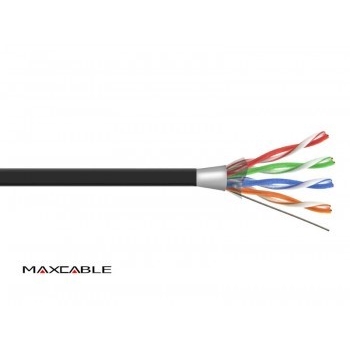 Przewód FTP6 drut Cu UV czarny MAXCABLE