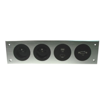 Media port Cova  2*230V 1*HDMI 1*VGA 1*USB srebrny