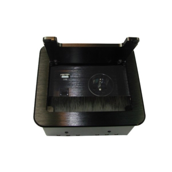 Media port CUBA  1*GN.zasilające 1*RJ45 1*USB czar