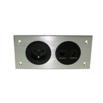 Media port Cova  1*230V 1*RJ45 1*RJ11 srebrny