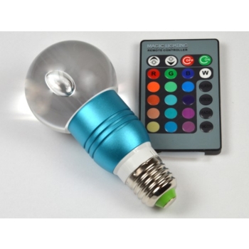 Żarówka LED Gais  E27 3W  RGB z pilotem niebieska-
