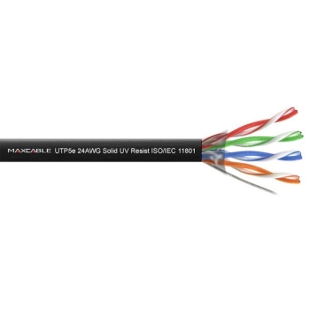 Przewód UTP5E drut Cu UV czarny 500m MAXCABLE