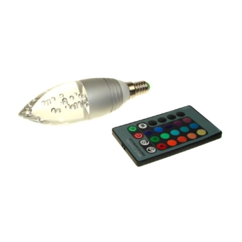 Żarówka LED Offa  E14 3W  RGB z pilotem srebrna-