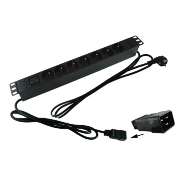 Listwa zasilająca 1U 19" 7 gniazd+C19 dwubiegunowa