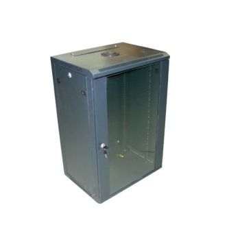 Szafa 19" wisząca ZETA 18U 600x450 RAL9004 szkło