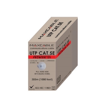 Przewód UTP5E drut Cu UV czarny 305m MAXCABLE