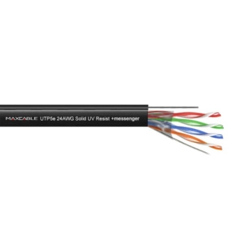 Przewód UTP5E drut Cu UV+ linka nośna 500m MAXCABL