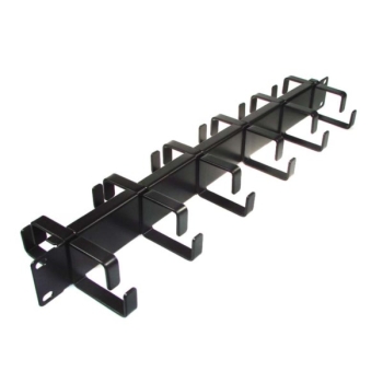 Organizator kabli 1U 12 uchwytów metal czarny dwu-