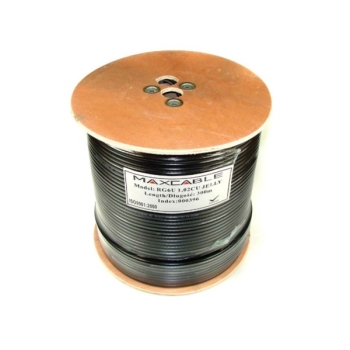 Przewód RG6U 1,02Cu żelowany UV czarny 300m MAXCAB