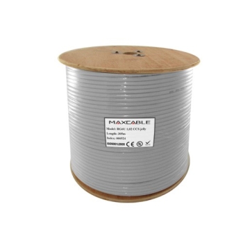 Przewód RG6U 1,02CCs żelowany biały 305m MAXCABLE