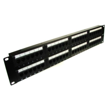 Patch panel 48-port UTP6 2U 19" złącza dual block-