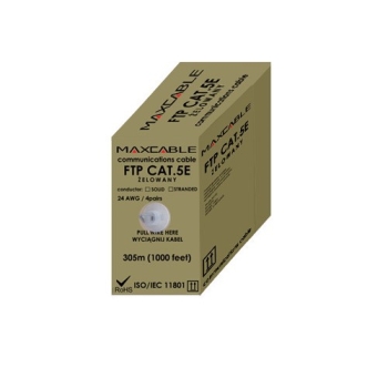 Przewód FTP5E drut Cu +żel 305m  MAXCABLE  HQ