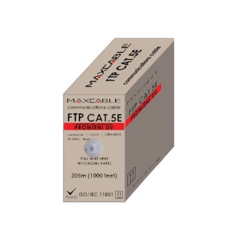 Przewód FTP5E drut Cu UV+ linka nośna 305mMAXCABLE