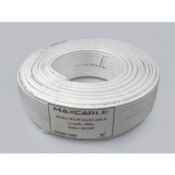Przewód RG59 100m biały  MAXCABLE