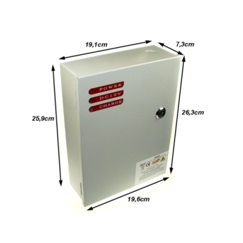 Zasilacz CCTV back up z kontrolą skrzynka  12V/5A