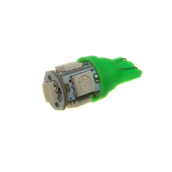 Żarówka T10/W5W 10mm  5*5050 12V zielona