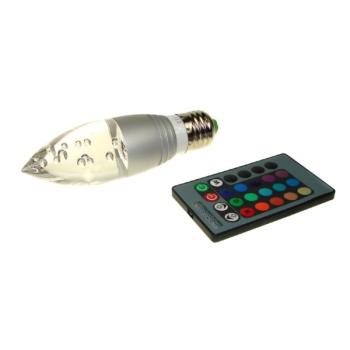 Żarówka LED Offa  E27 3W  RGB z pilotem srebrna-
