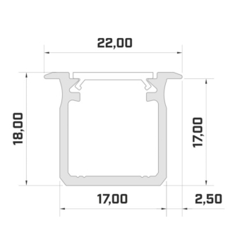 Profil LED wpuszczany 18mm 1mb anodowany