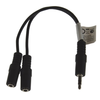 Rozgałęźnik Jack 3,5 stereo na kablu 10cm czarny