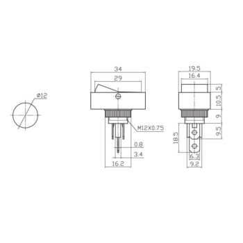 Przełącznik sam. ASW-11D 12V/20A on-off czarny