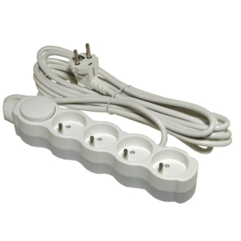 Przedłużacz 4 gniazda+wyłącznik 5m