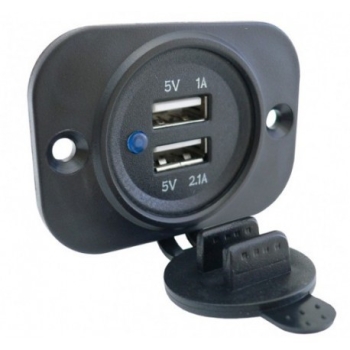 Ładowarka samochodowa montażowa 2x USB zamykana 12