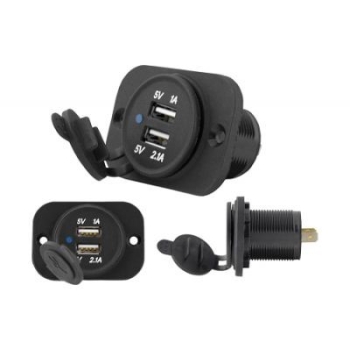 Ładowarka samochodowa montażowa 2x USB zamykana 12