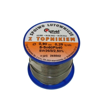 Cyna 0,90/ 250g Sn60Pb40 z topnikiem Cynel