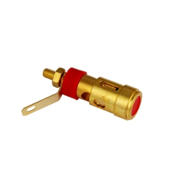 Gniazdo banan montażowe ze sprężyną,złote,czerwone