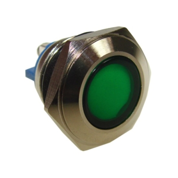Kontrolka LED 18mm 12V metal zielona