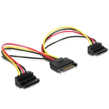 Kabel wewnętrzny do dysku SATA- 2x SATA 0,15m kąto
