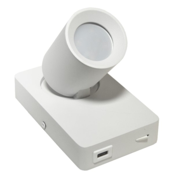 Lampa spotlight Taft 1xGU10 biała  gniazdo usb