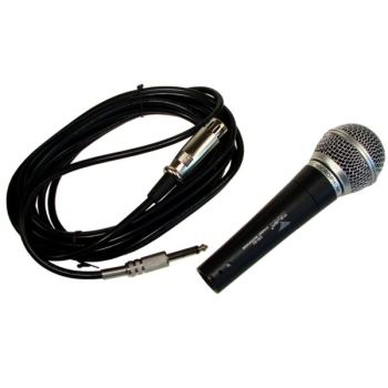 Mikrofon DM 80 czarny, srebrna główka, przewodowy
