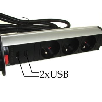 Listwa zasilająca COLUMN KZ 3 gniazda + 2*USB 2m
