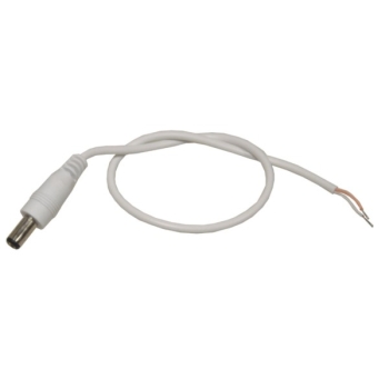 Wtyk DC 2,1/5,5 na kablu 30cm biały kabel op/100