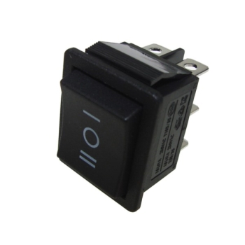 Przełącznik kołyskowy kwadrat czarny 16A 1-0-1 3po