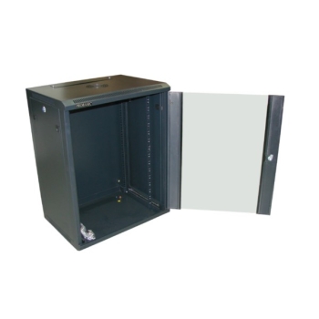 Szafa 19' wisząca ZETA 15U 600x450 RAL9004 szkło d